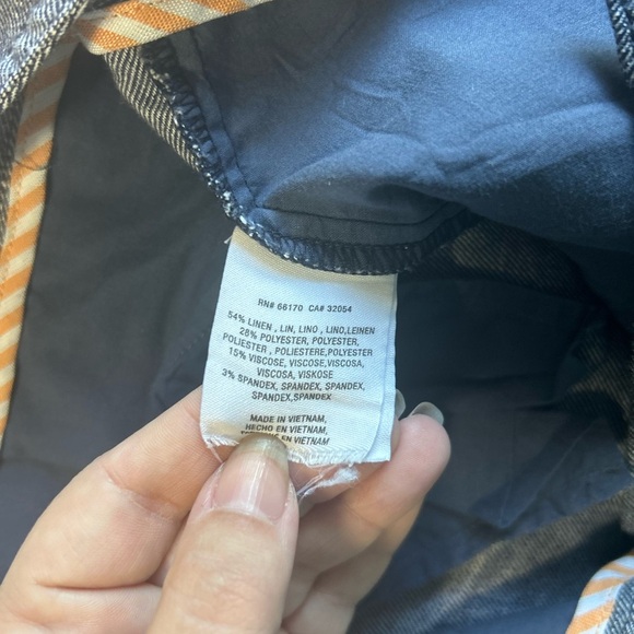 Anthropologie Ett Twa Chambray Linen Ruffle Crop Pants Size 8 - Picture 7 of 11